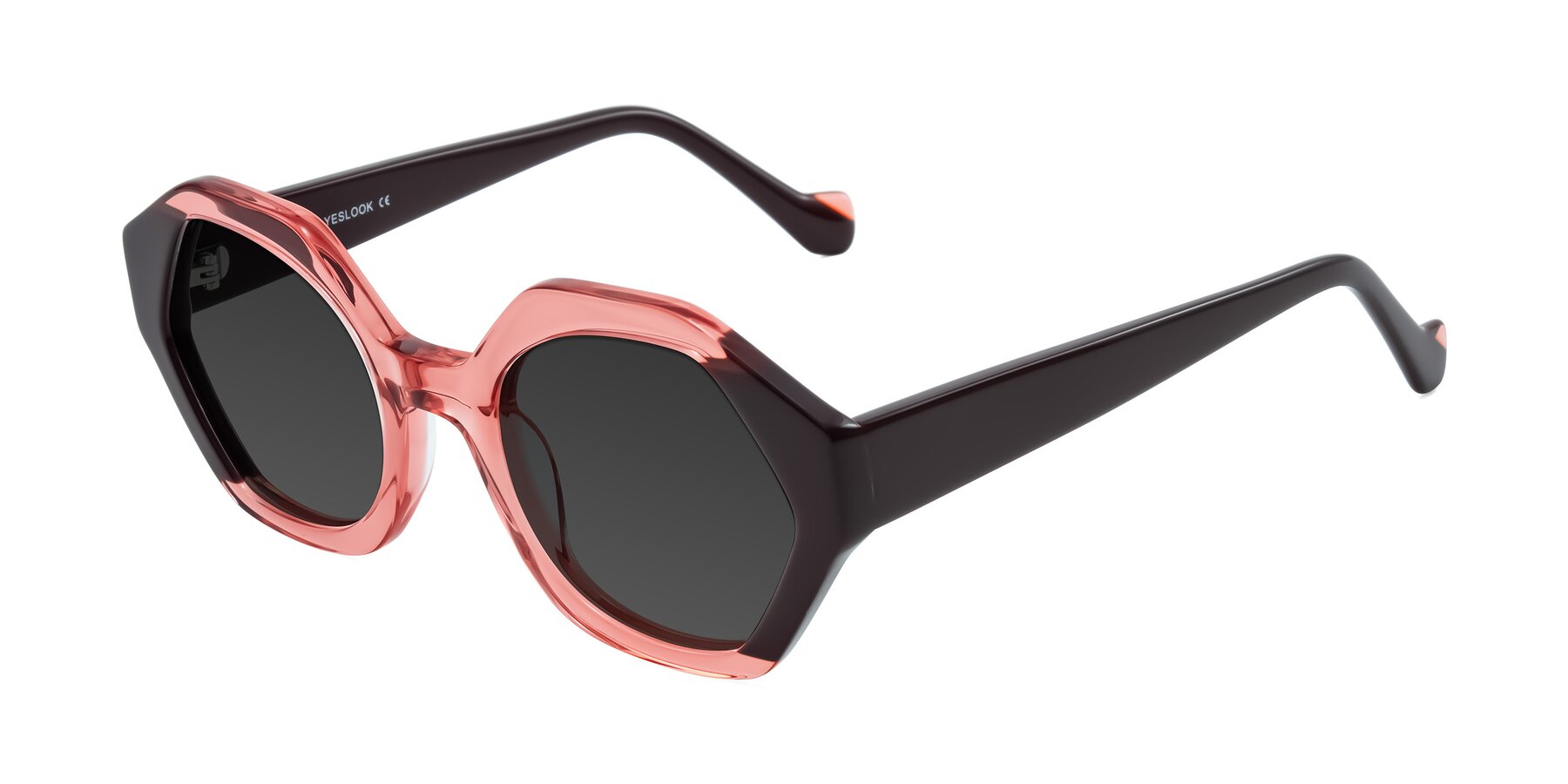 Angle of Kawa in Ruby/Maroon with Gray Tinted Lenses