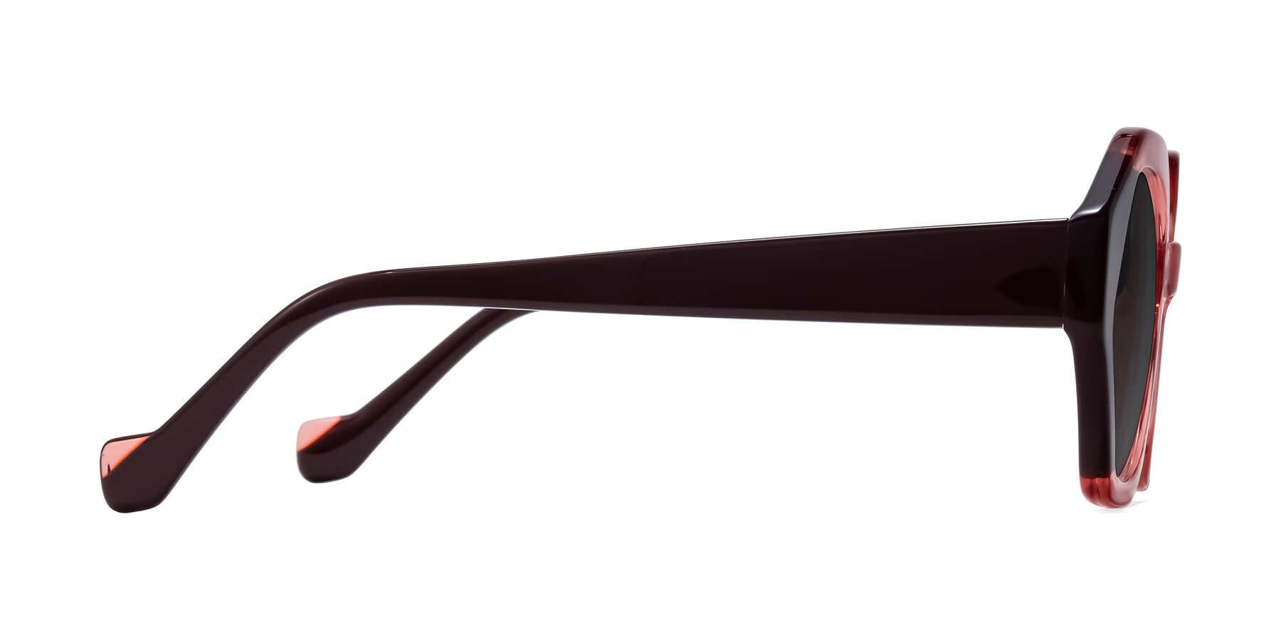 Side of Kawa in Ruby/Maroon with Gray Tinted Lenses