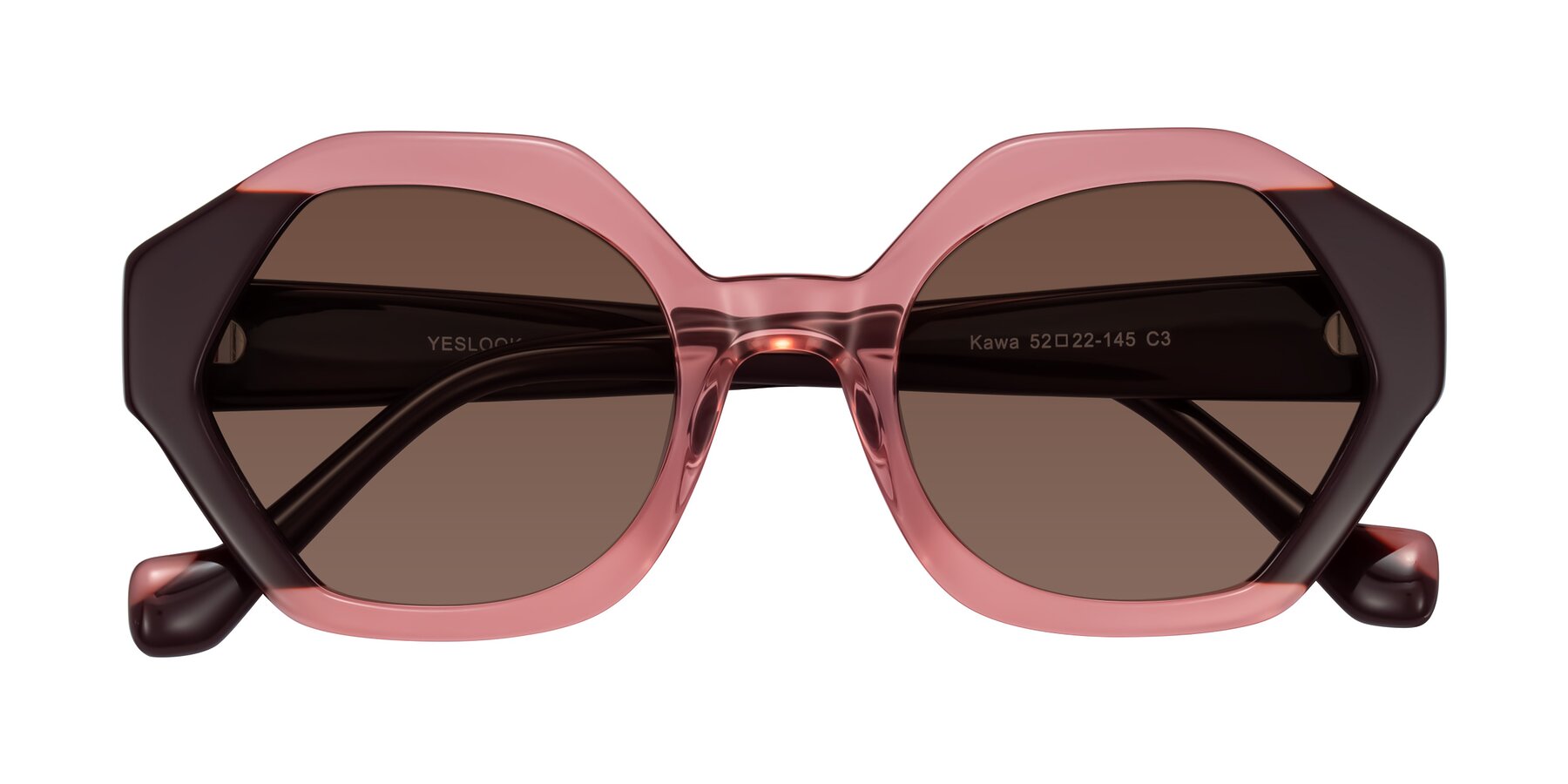 Folded Front of Kawa in Ruby/Maroon with Brown Tinted Lenses