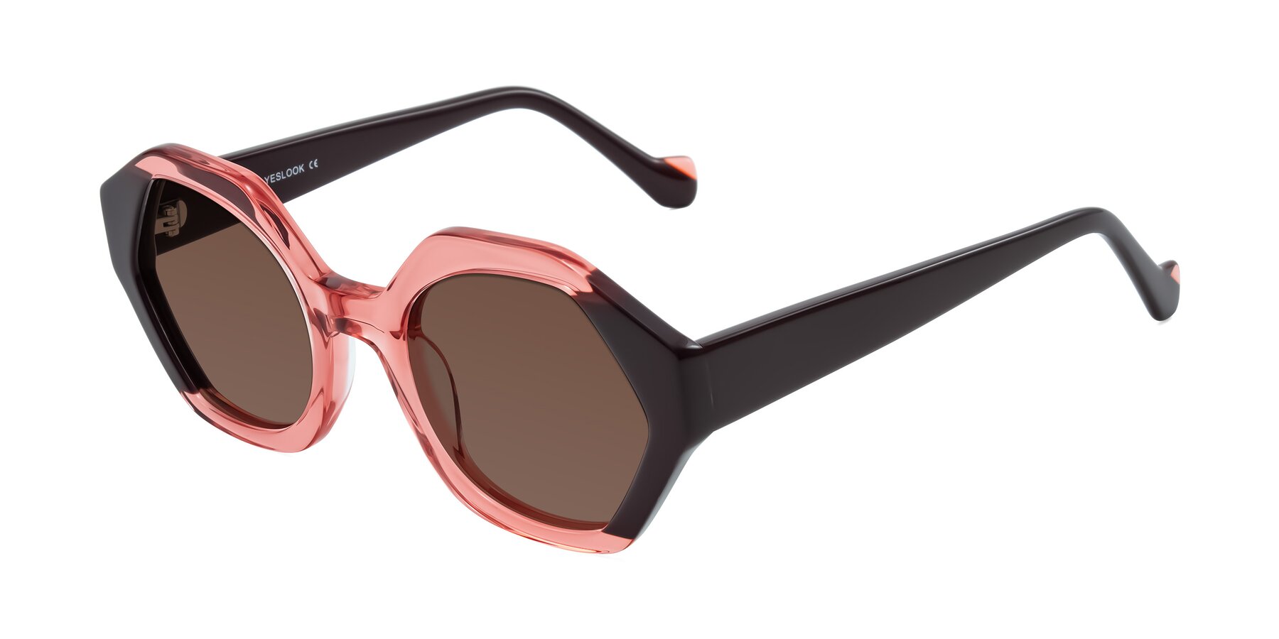 Angle of Kawa in Ruby/Maroon with Brown Tinted Lenses