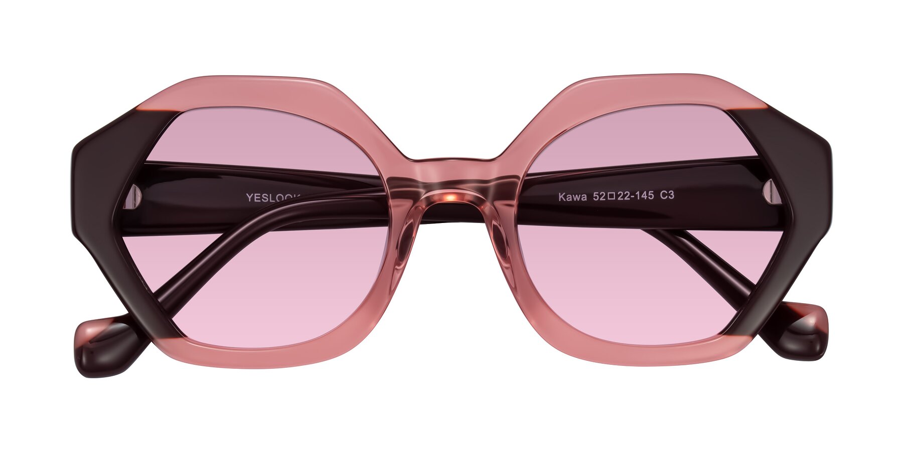 Folded Front of Kawa in Ruby/Maroon with Light Wine Tinted Lenses