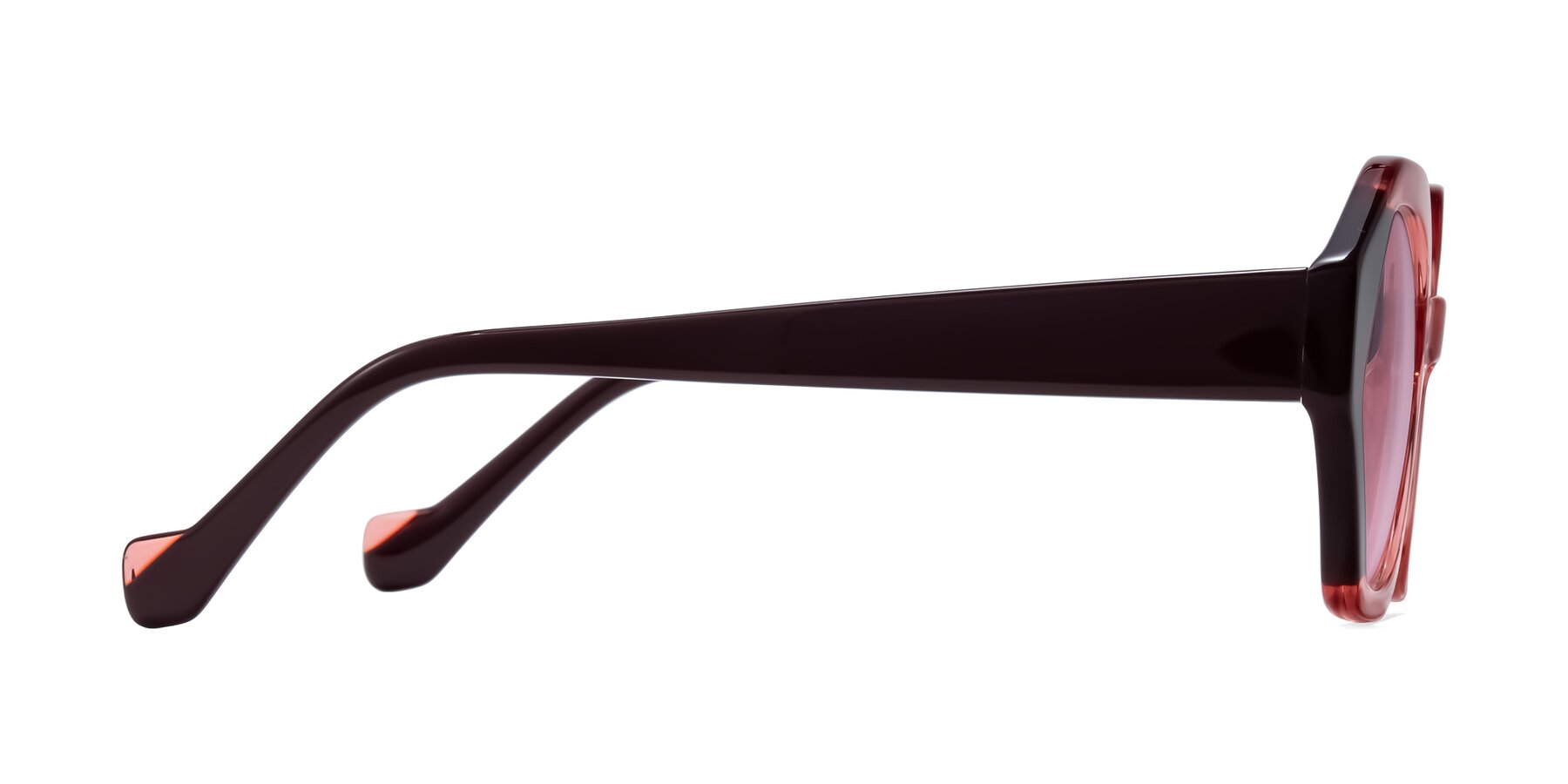 Side of Kawa in Ruby/Maroon with Light Wine Tinted Lenses