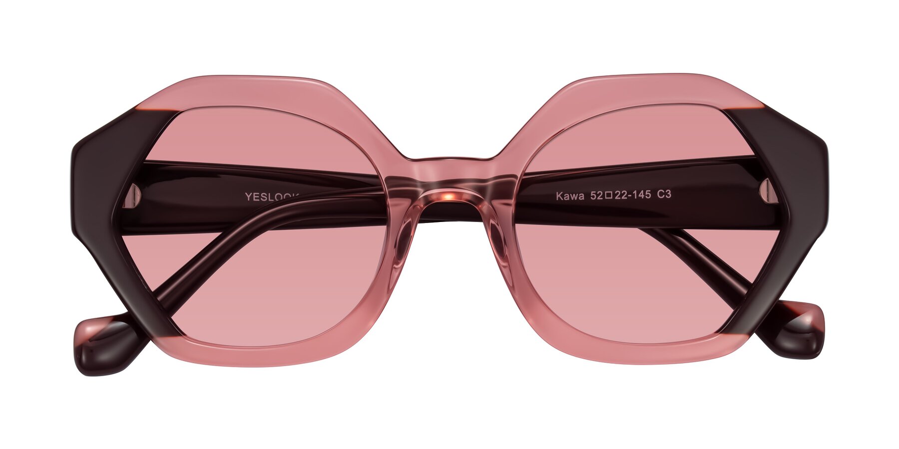 Folded Front of Kawa in Ruby/Maroon with Medium Garnet Tinted Lenses