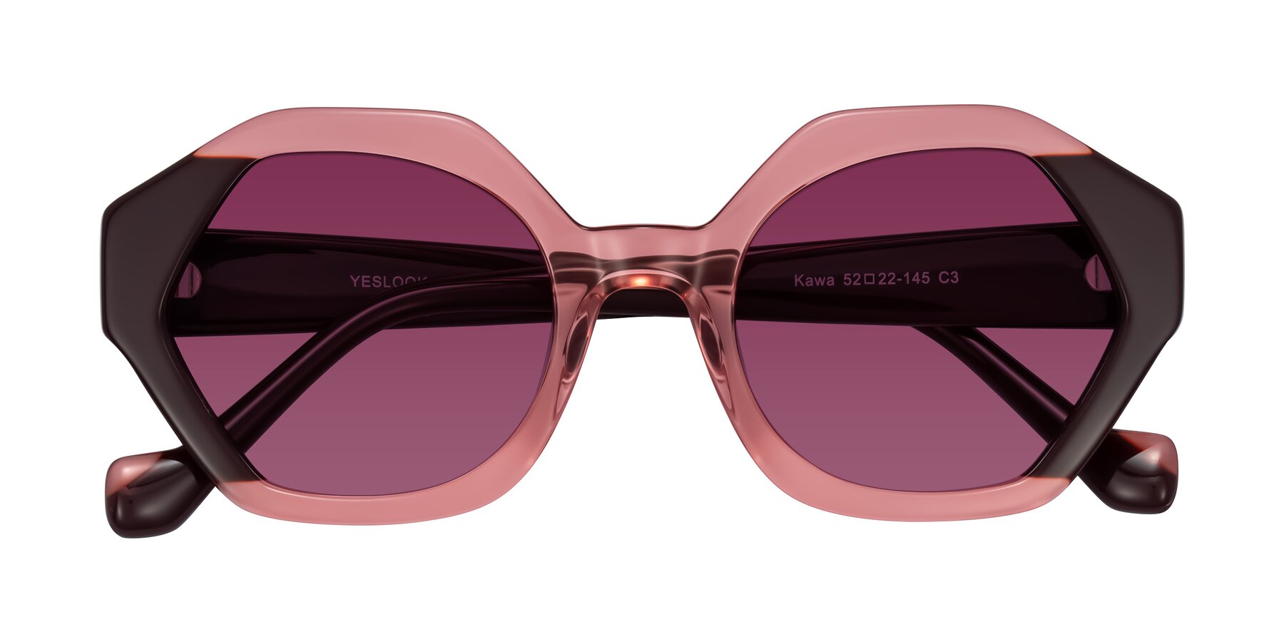 Folded Front of Kawa in Ruby/Maroon with Wine Tinted Lenses