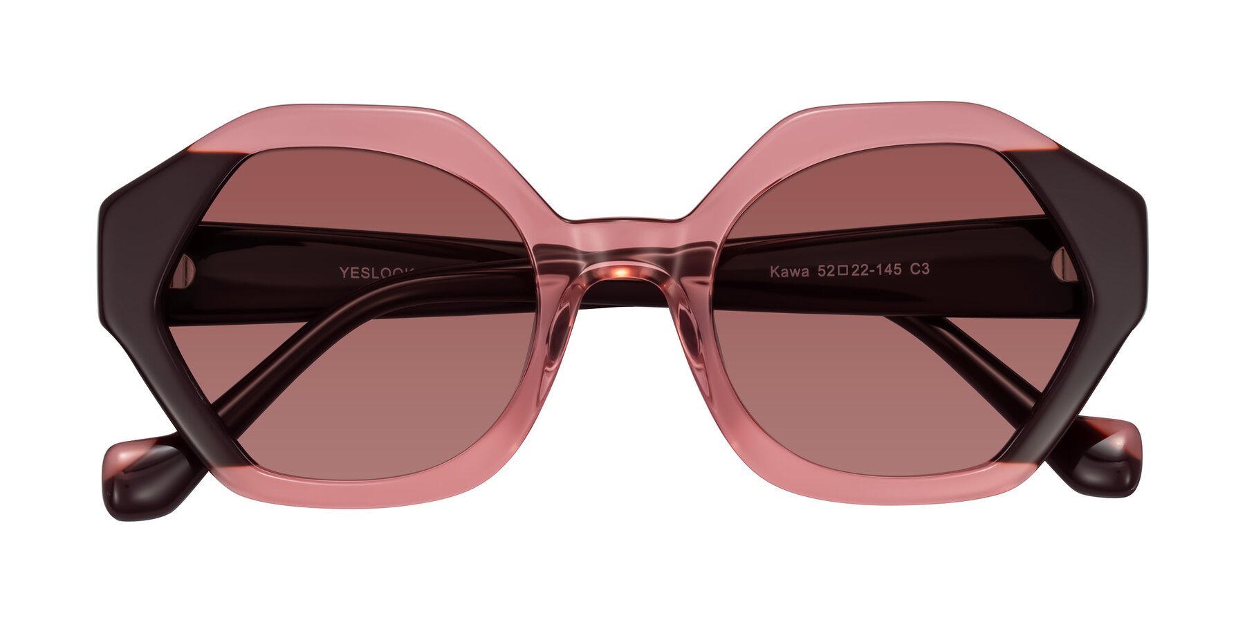 Folded Front of Kawa in Ruby/Maroon with Garnet Tinted Lenses