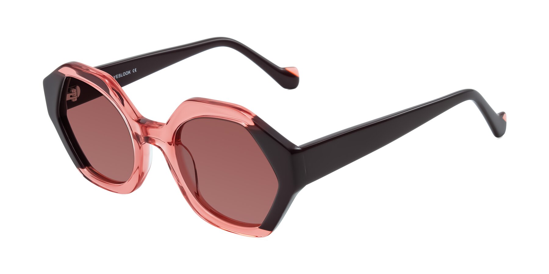 Angle of Kawa in Ruby/Maroon with Garnet Tinted Lenses