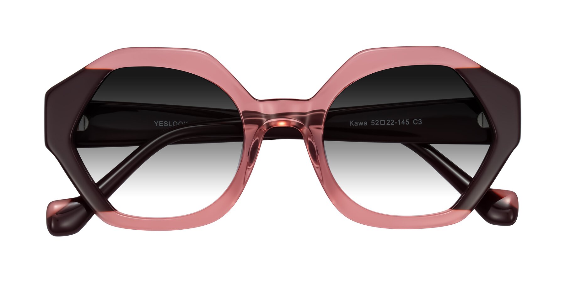 Folded Front of Kawa in Ruby/Maroon with Gray Gradient Lenses