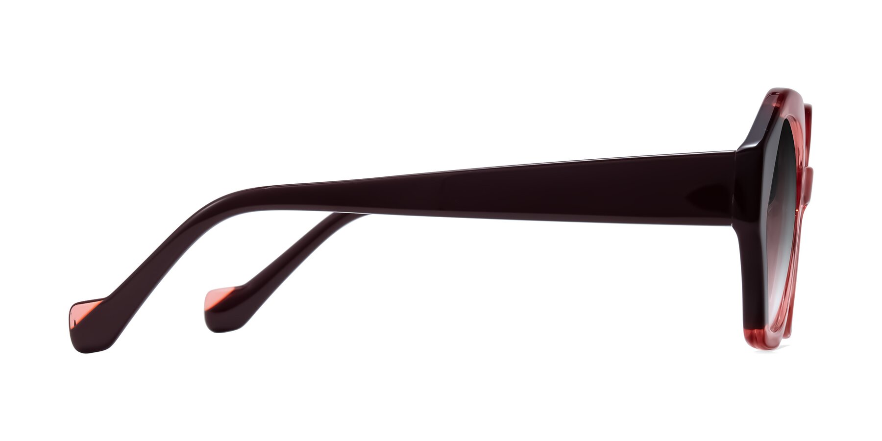 Side of Kawa in Ruby/Maroon with Gray Gradient Lenses
