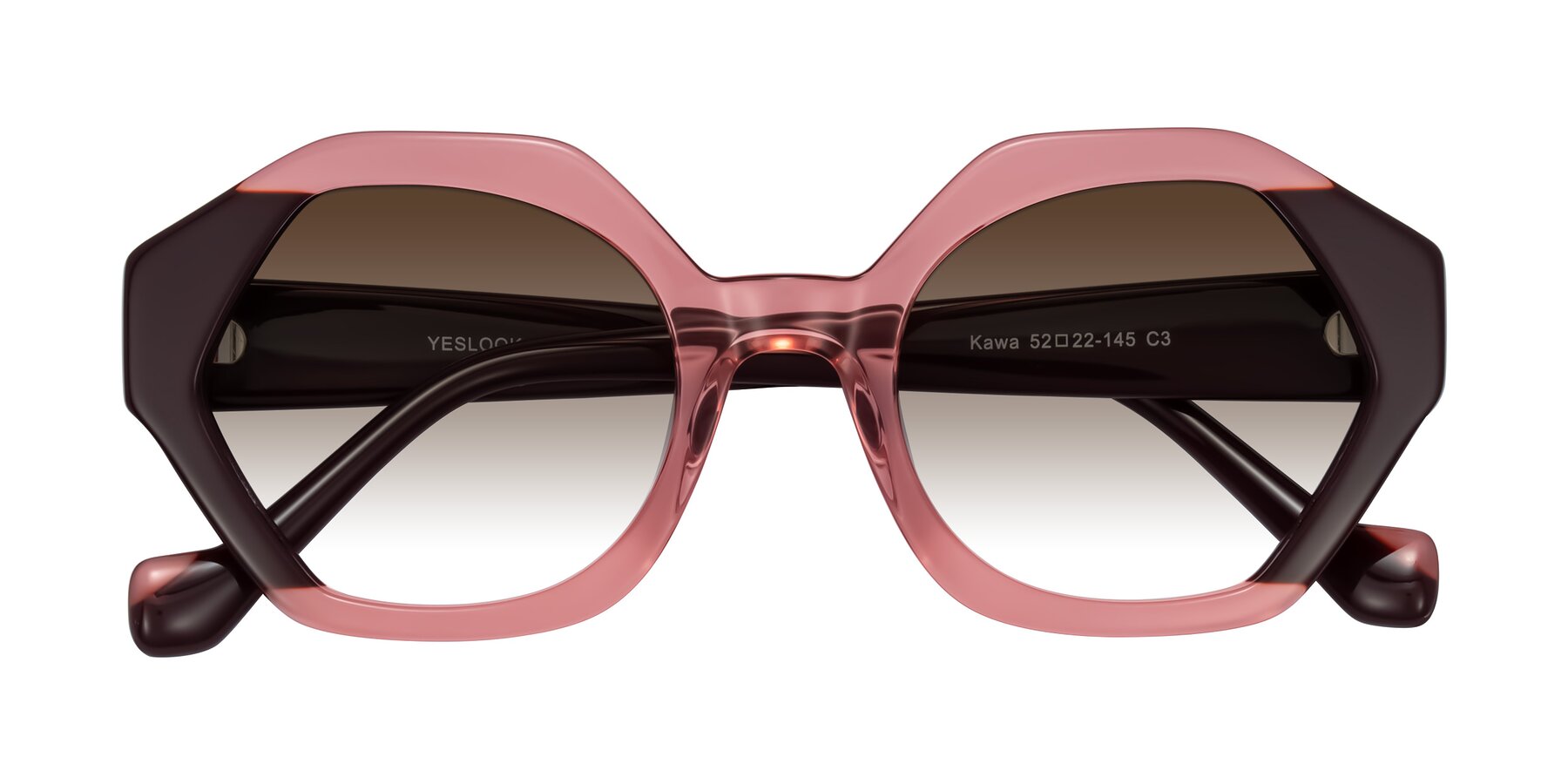 Folded Front of Kawa in Ruby/Maroon with Brown Gradient Lenses