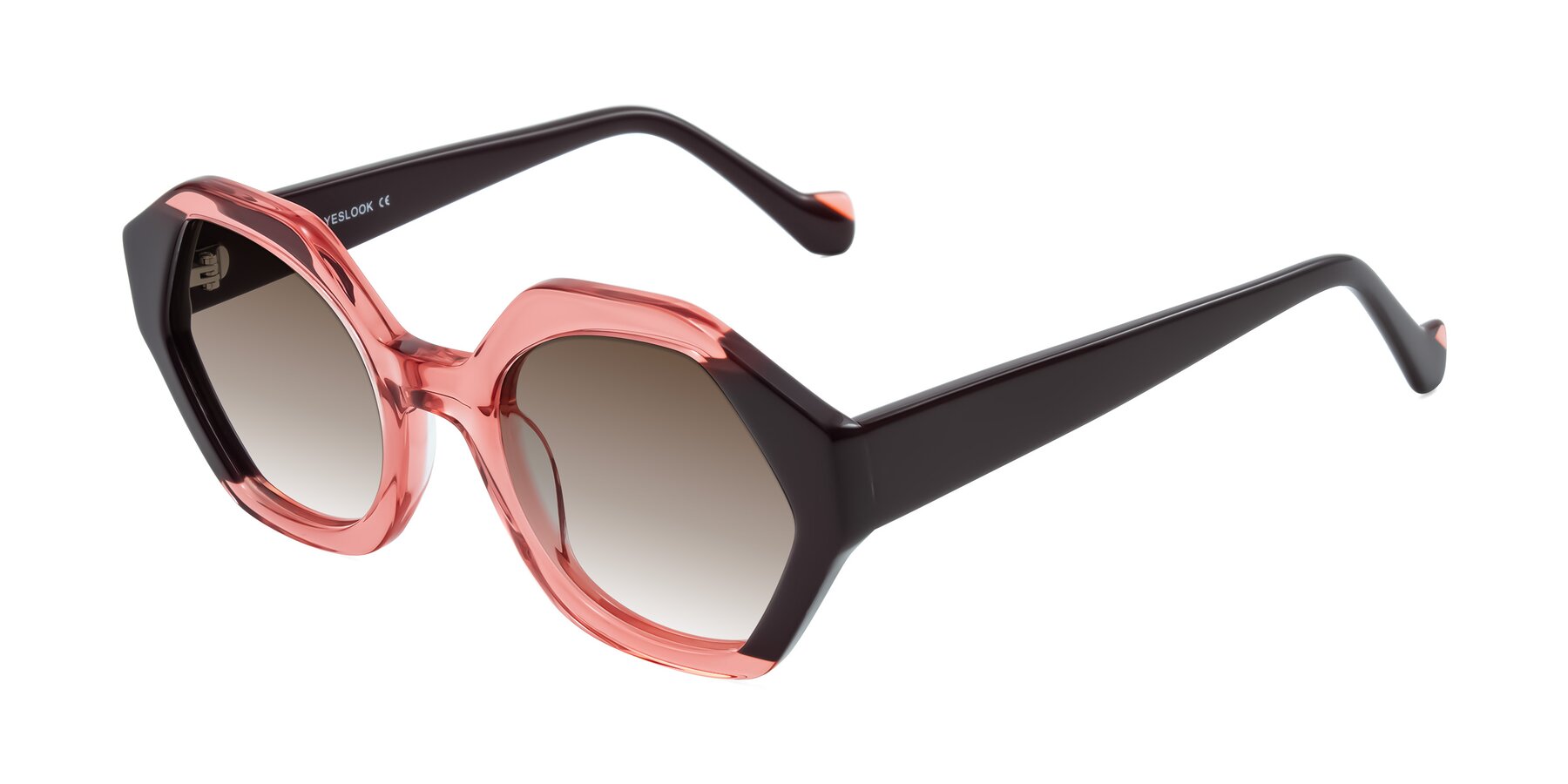 Angle of Kawa in Ruby/Maroon with Brown Gradient Lenses