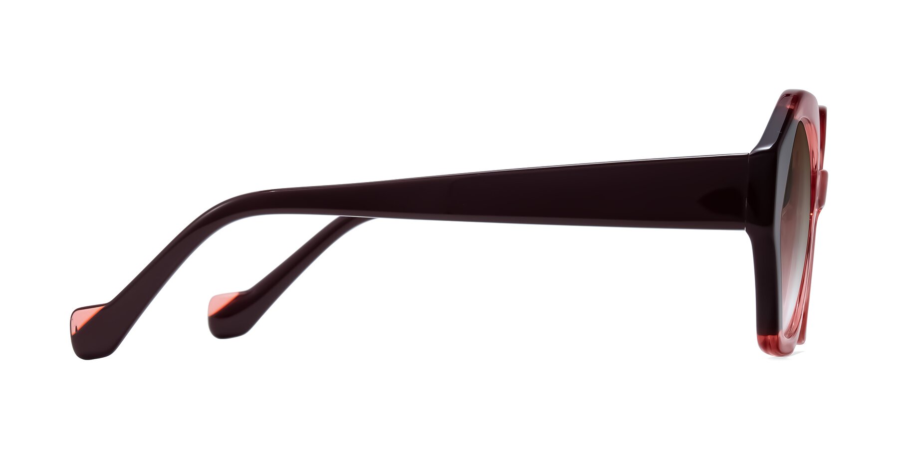 Side of Kawa in Ruby/Maroon with Brown Gradient Lenses