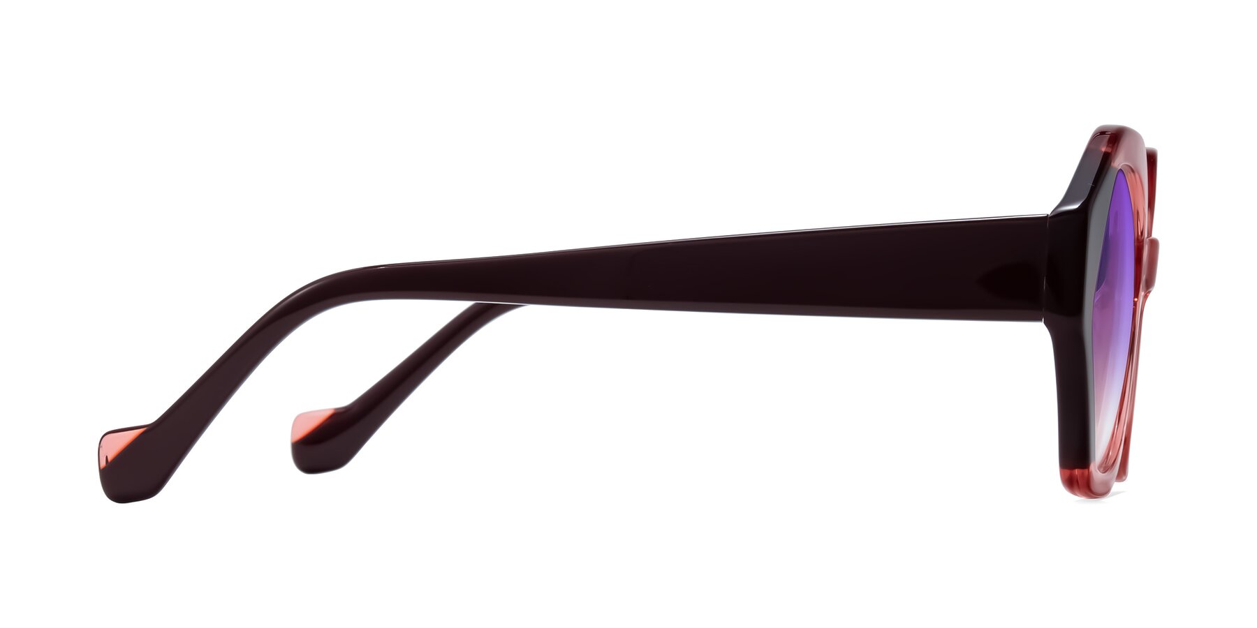 Side of Kawa in Ruby/Maroon with Purple Gradient Lenses