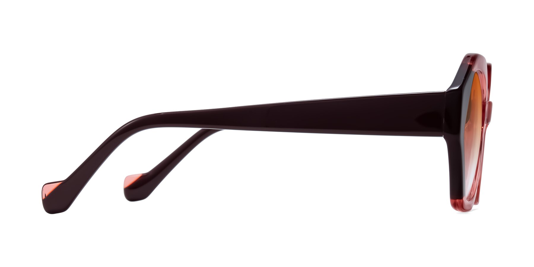 Side of Kawa in Ruby/Maroon with Orange Gradient Lenses