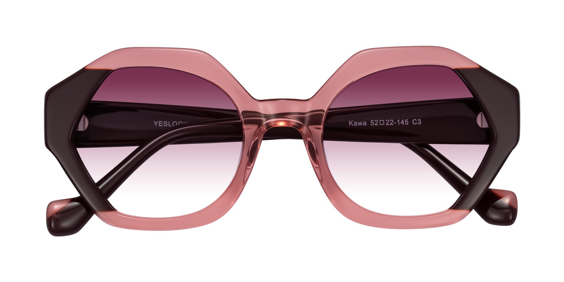 Folded Front of Kawa in Ruby/Maroon with Wine Gradient Lenses