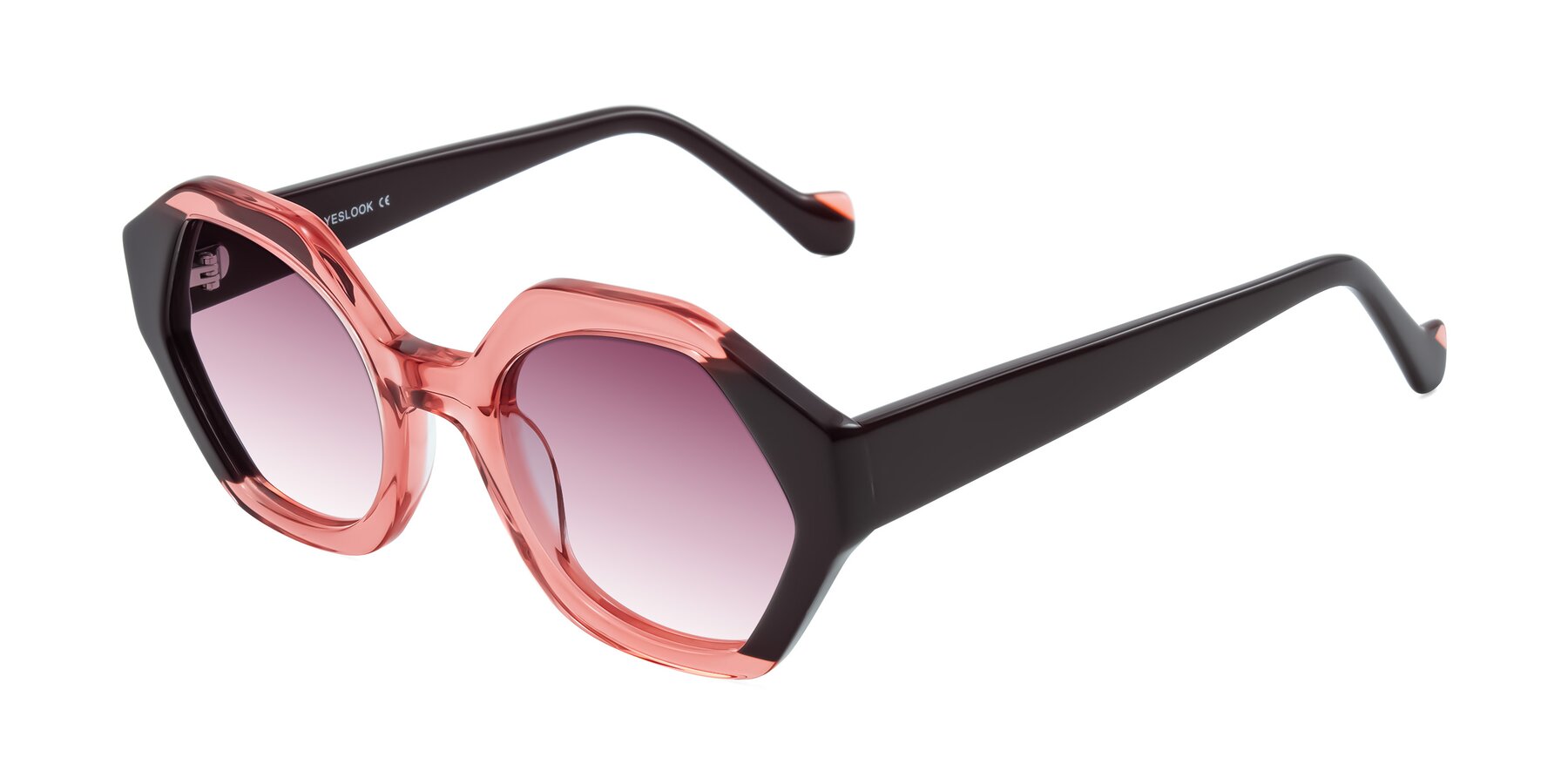 Angle of Kawa in Ruby/Maroon with Wine Gradient Lenses