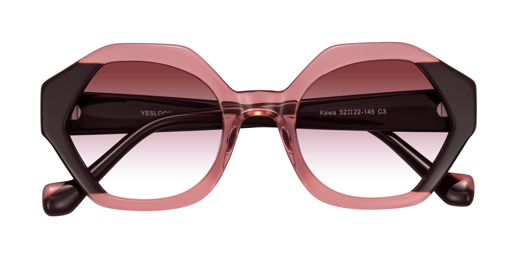 Folded Front of Kawa in Ruby/Maroon with Garnet Gradient Lenses