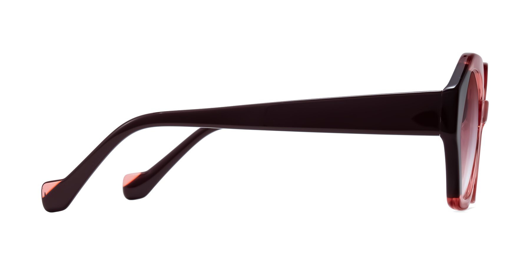 Side of Kawa in Ruby/Maroon with Garnet Gradient Lenses