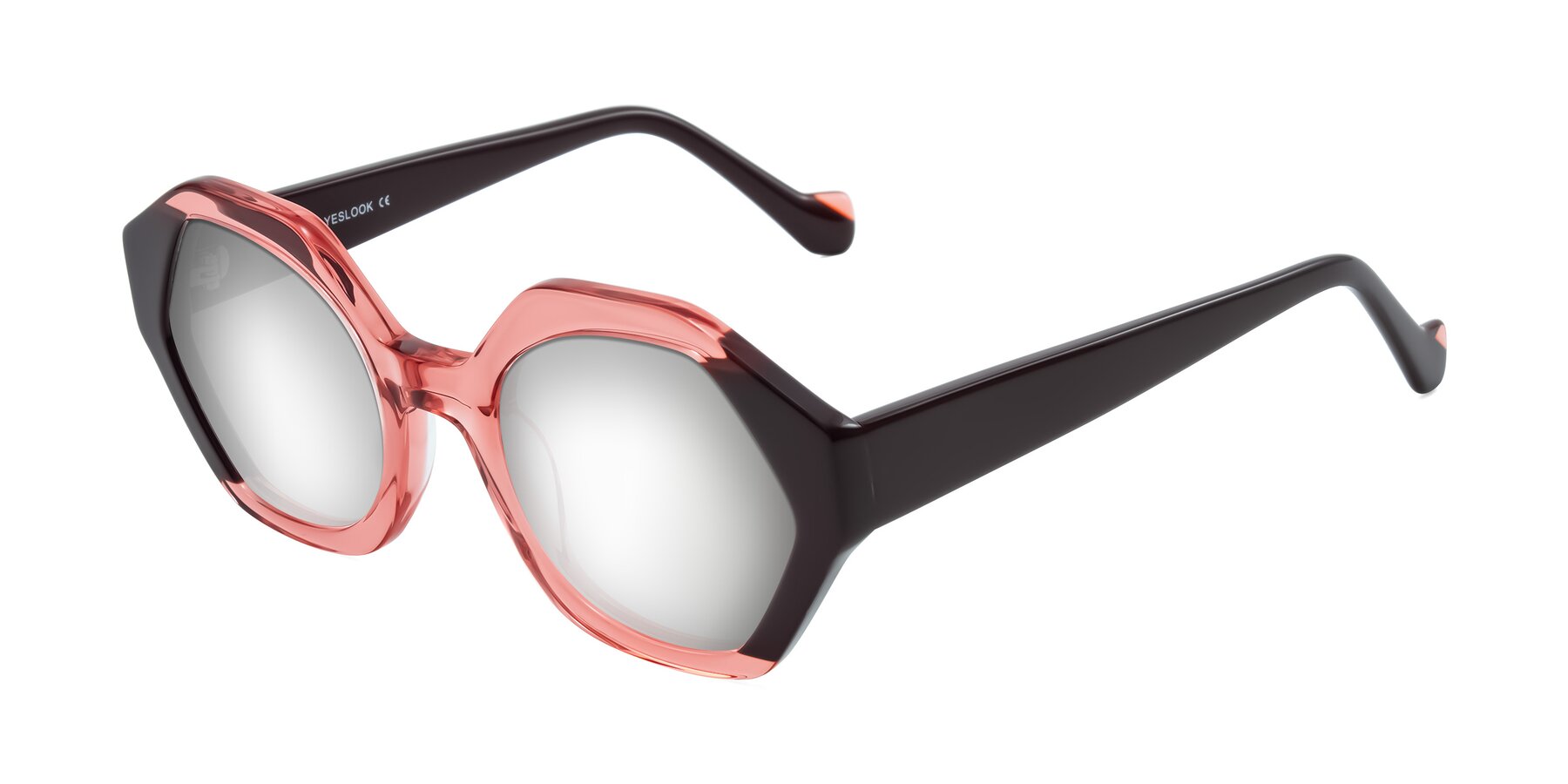 Angle of Kawa in Ruby/Maroon with Silver Mirrored Lenses