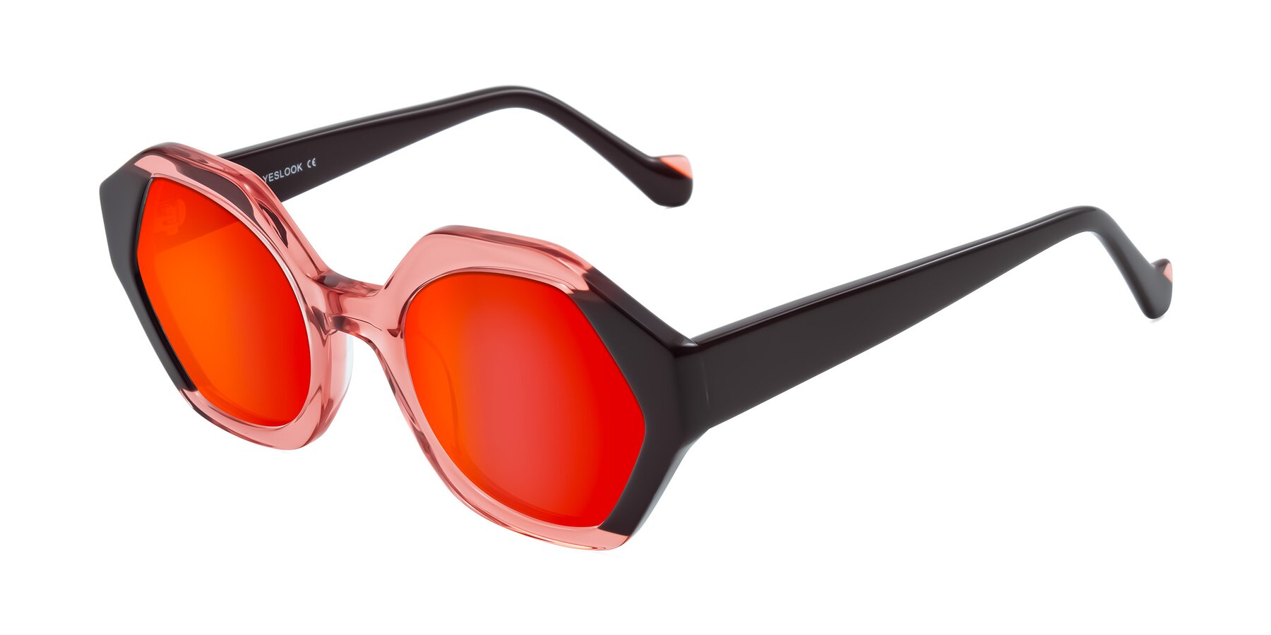 Angle of Kawa in Ruby/Maroon with Red Gold Mirrored Lenses