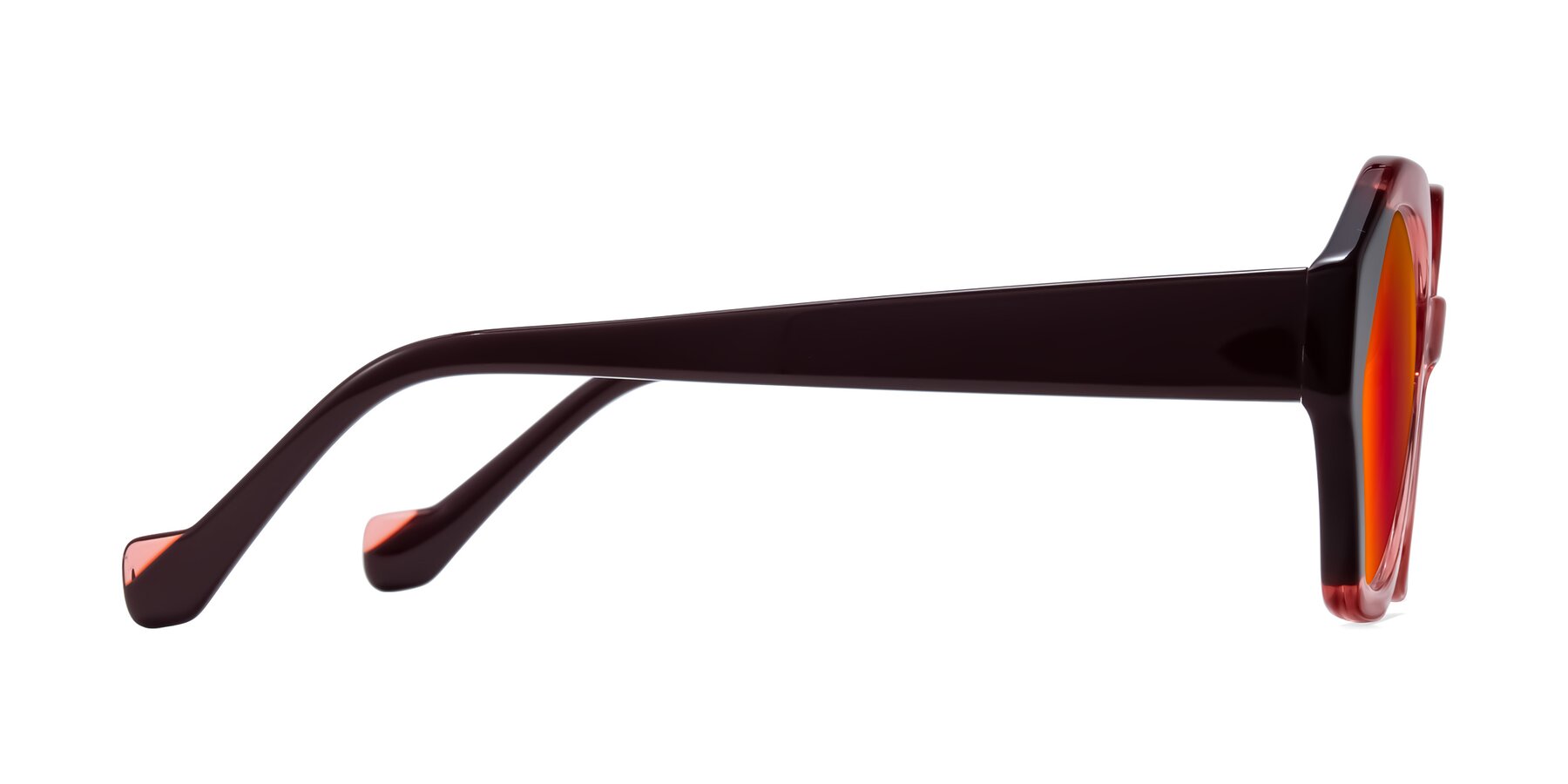 Side of Kawa in Ruby/Maroon with Red Gold Mirrored Lenses