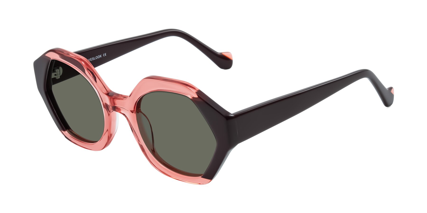 Angle of Kawa in Ruby/Maroon with Gray Polarized Lenses