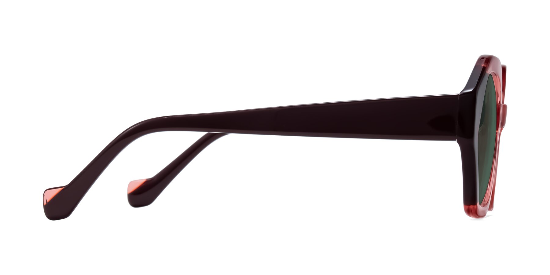 Side of Kawa in Ruby/Maroon with Green Polarized Lenses