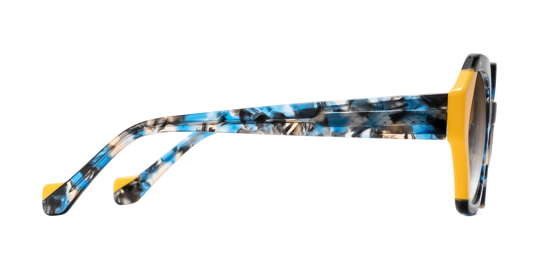 Side of Kawa in Blue Ink/Yellow with Brown Gradient Lenses