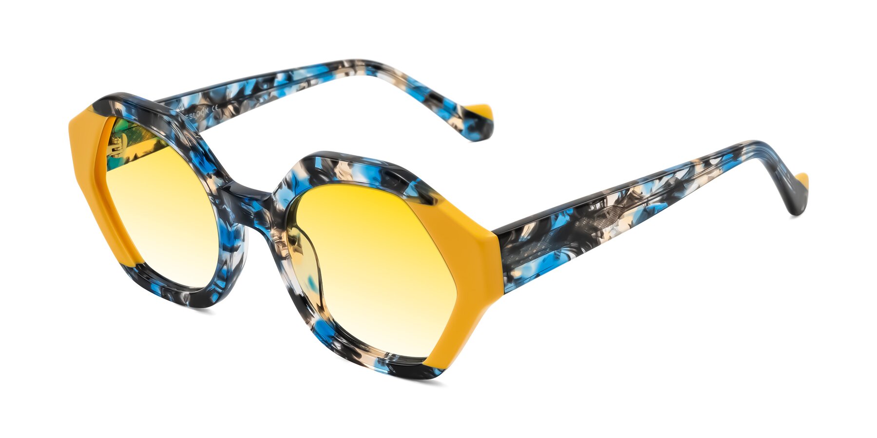 Angle of Kawa in Blue Ink/Yellow with Yellow Gradient Lenses