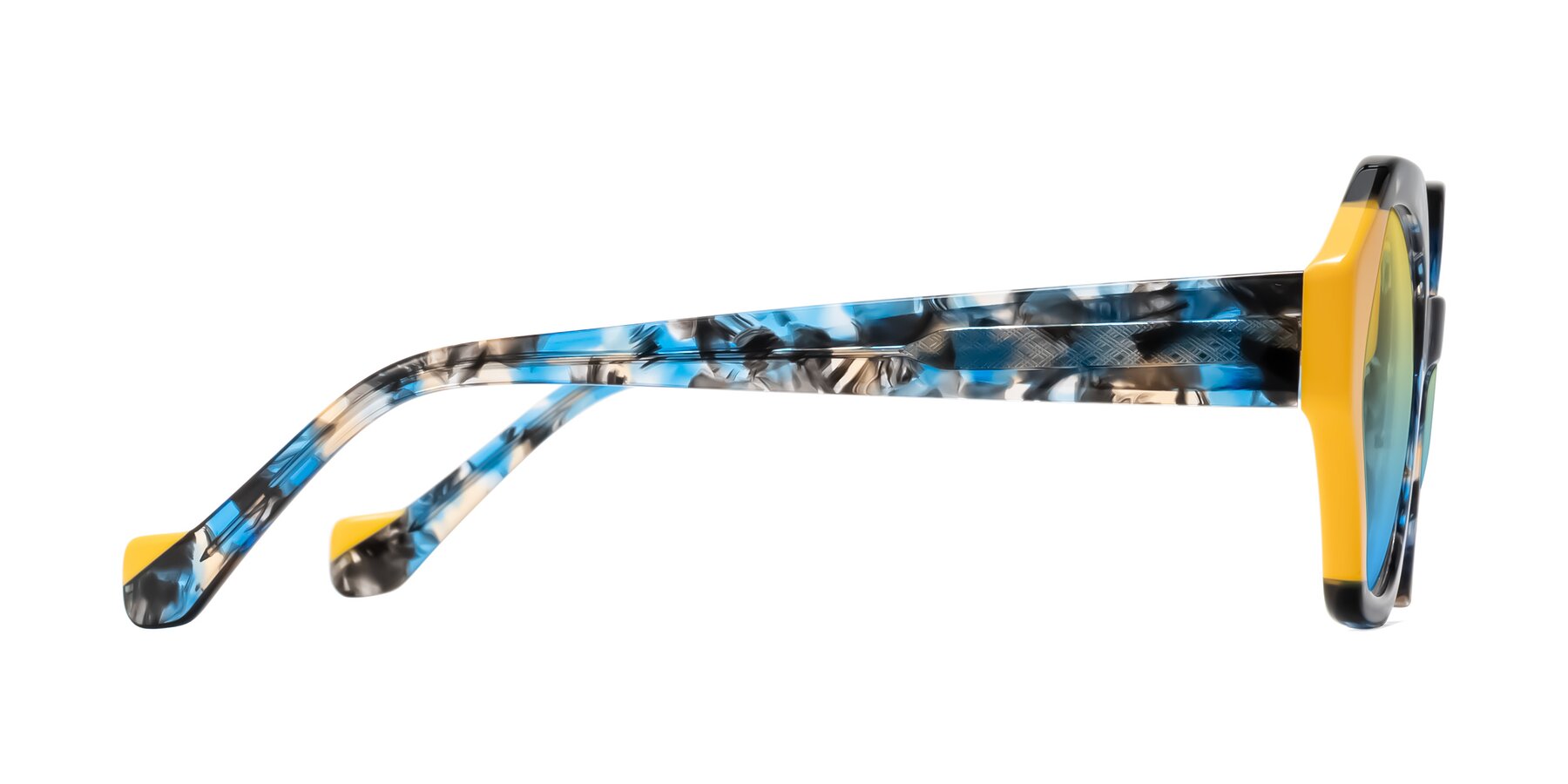 Side of Kawa in Blue Ink/Yellow with Yellow / Blue Gradient Lenses