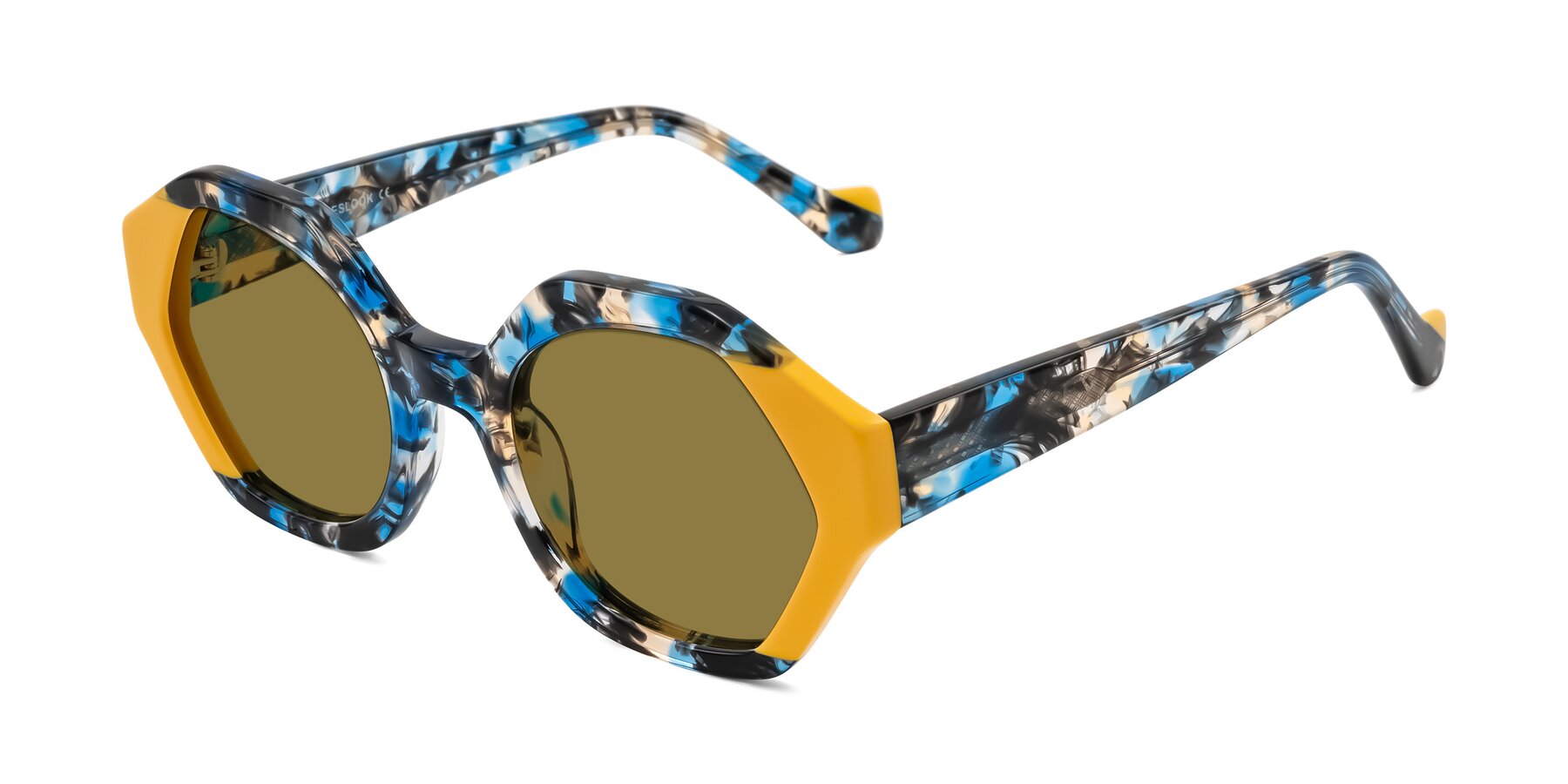 Angle of Kawa in Blue Ink/Yellow with Brown Polarized Lenses