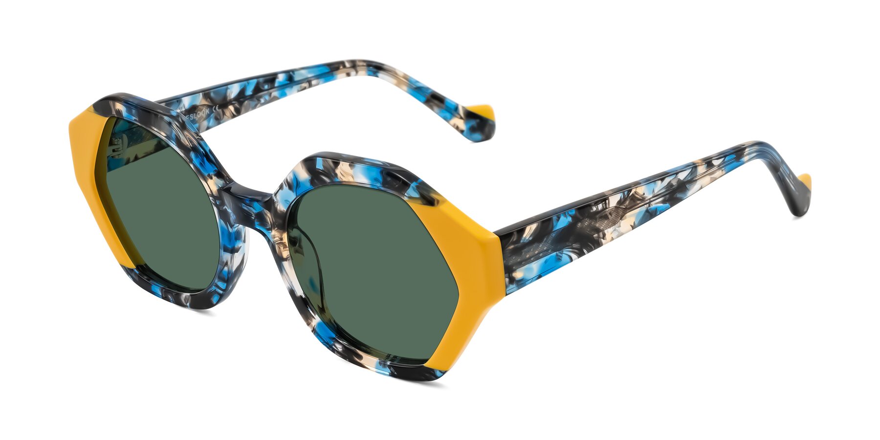 Angle of Kawa in Blue Ink/Yellow with Green Polarized Lenses