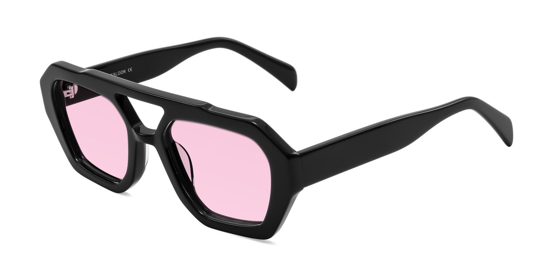 Angle of Silva in Black with Light Pink Tinted Lenses