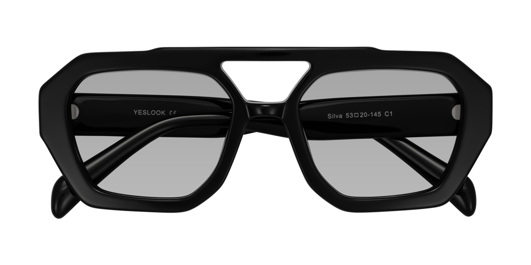 Folded Front of Silva in Black with Light Gray Tinted Lenses