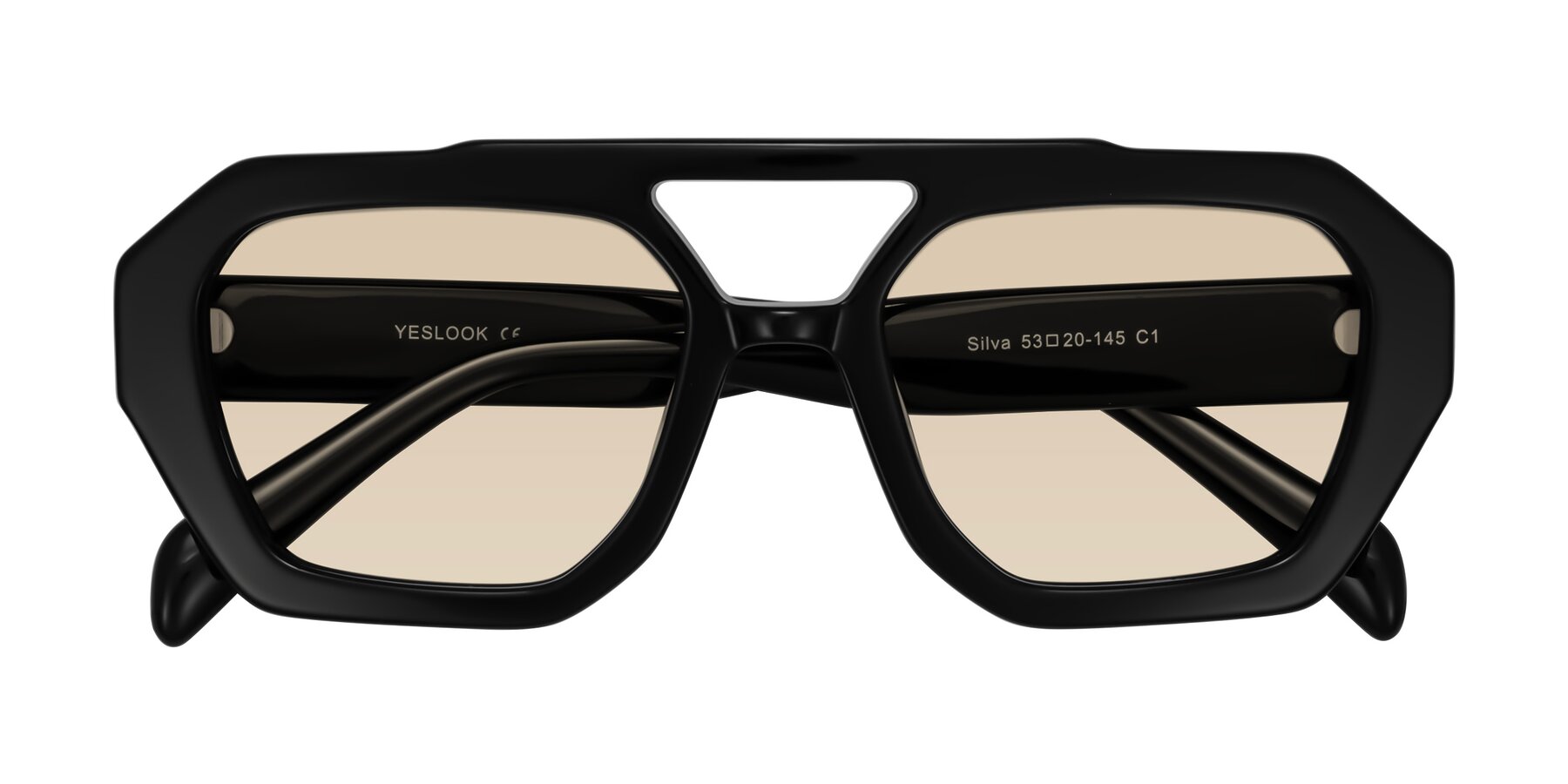 Folded Front of Silva in Black with Light Brown Tinted Lenses