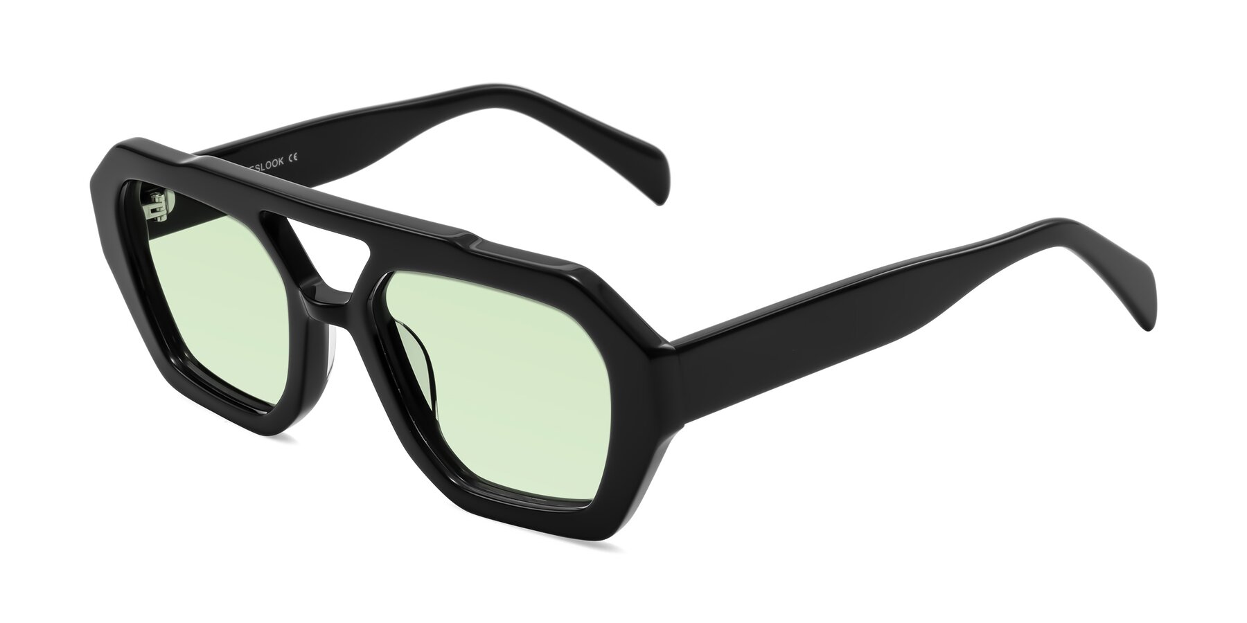 Angle of Silva in Black with Light Green Tinted Lenses
