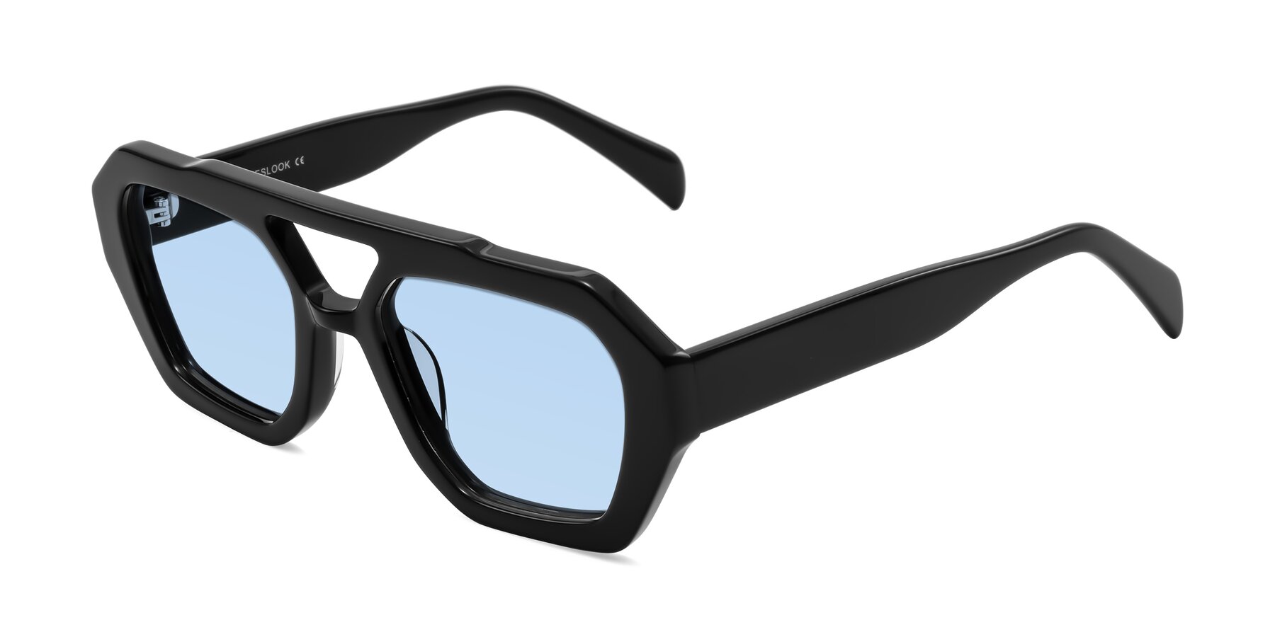 Angle of Silva in Black with Light Blue Tinted Lenses