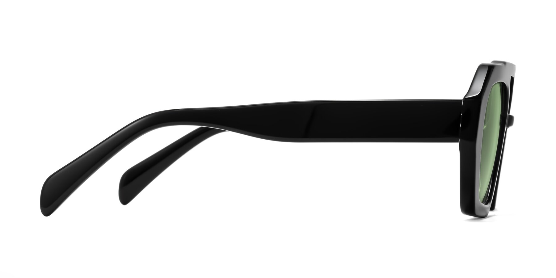 Side of Silva in Black with Medium Green Tinted Lenses