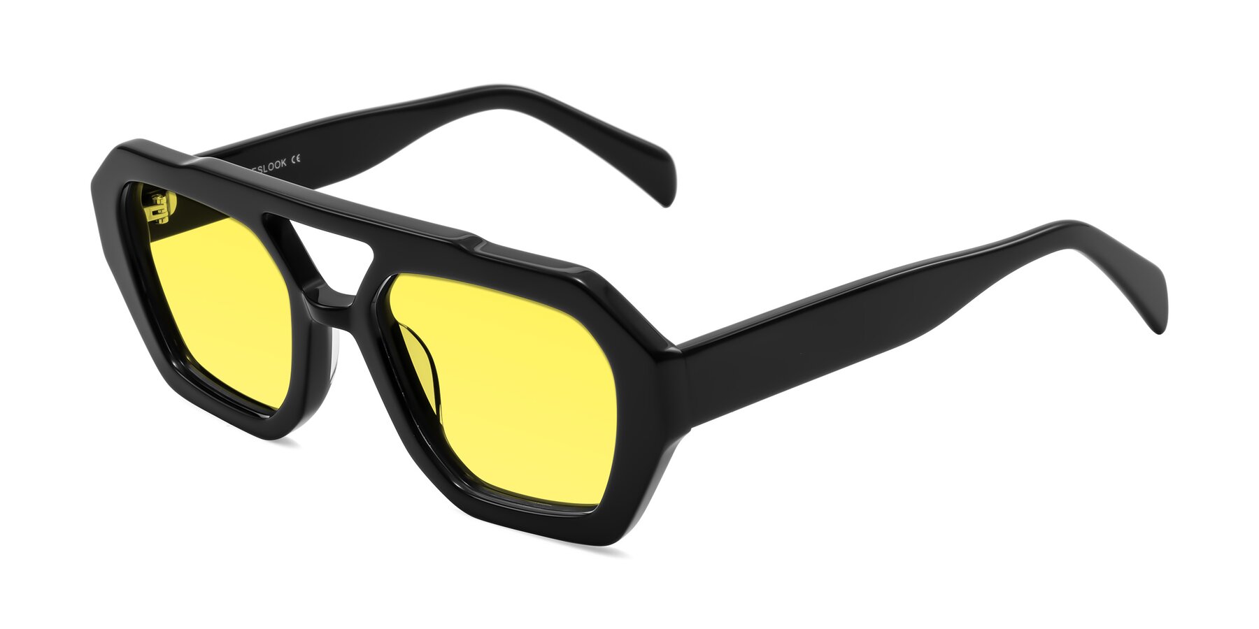 Angle of Silva in Black with Medium Yellow Tinted Lenses