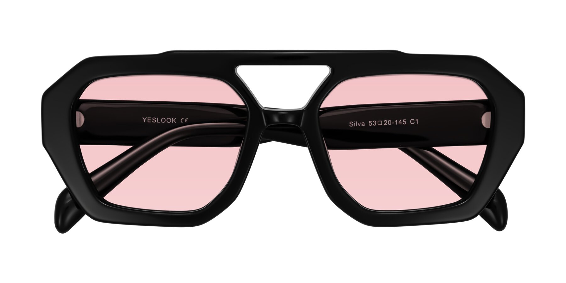 Folded Front of Silva in Black with Light Garnet Tinted Lenses