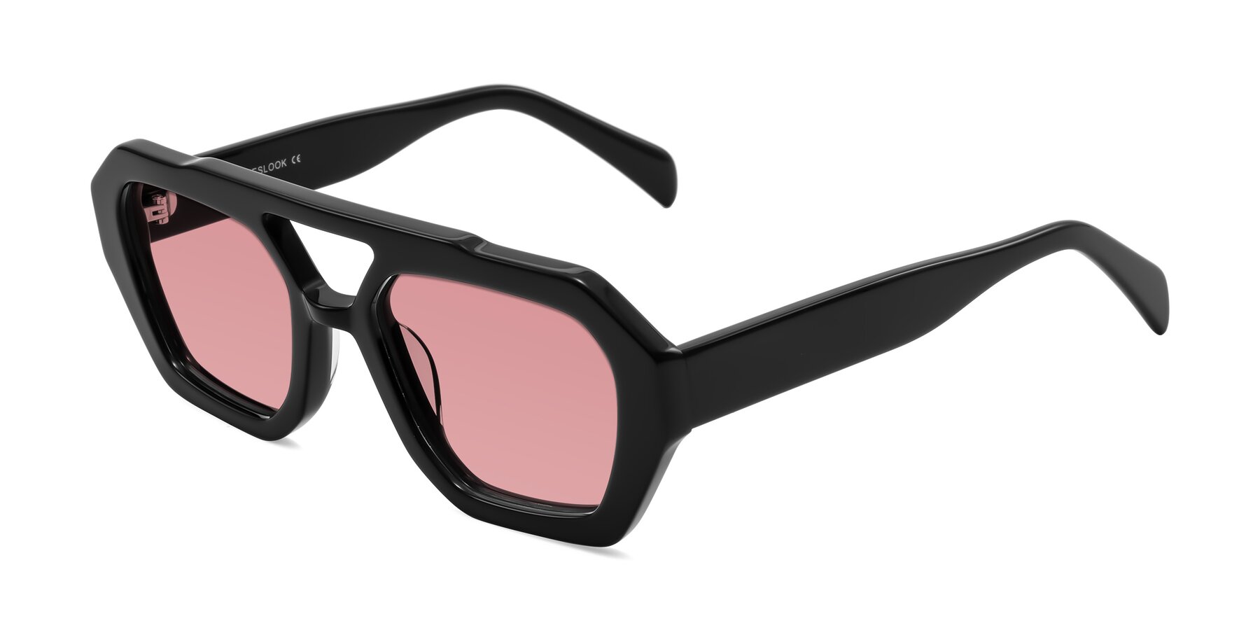 Angle of Silva in Black with Medium Garnet Tinted Lenses