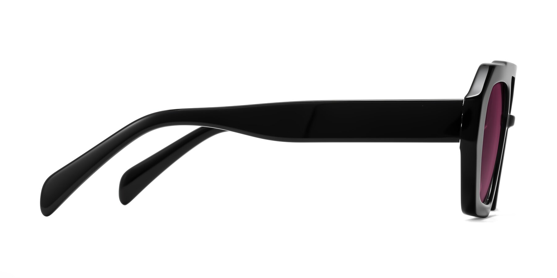 Side of Silva in Black with Wine Tinted Lenses