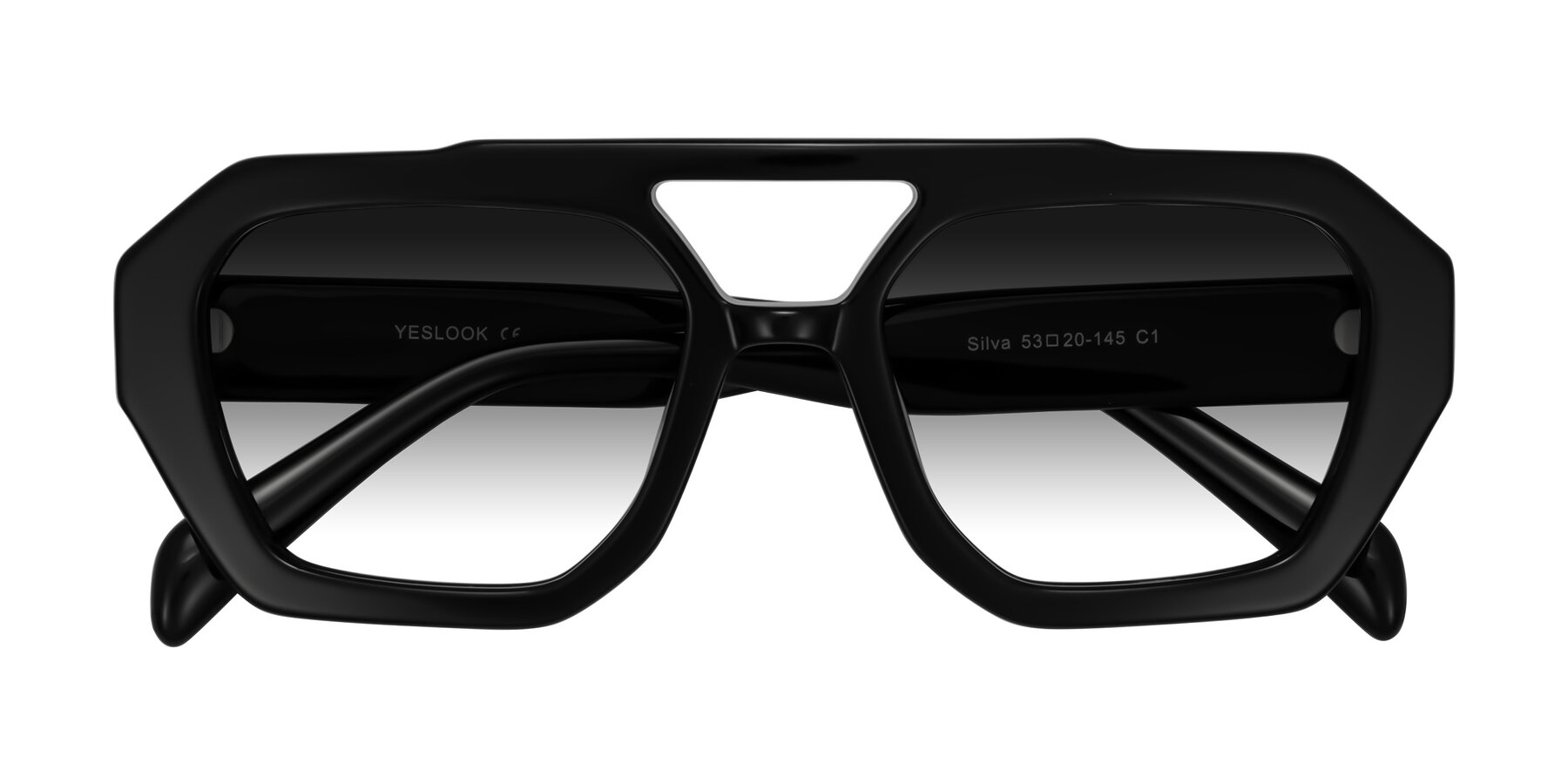Folded Front of Silva in Black with Gray Gradient Lenses