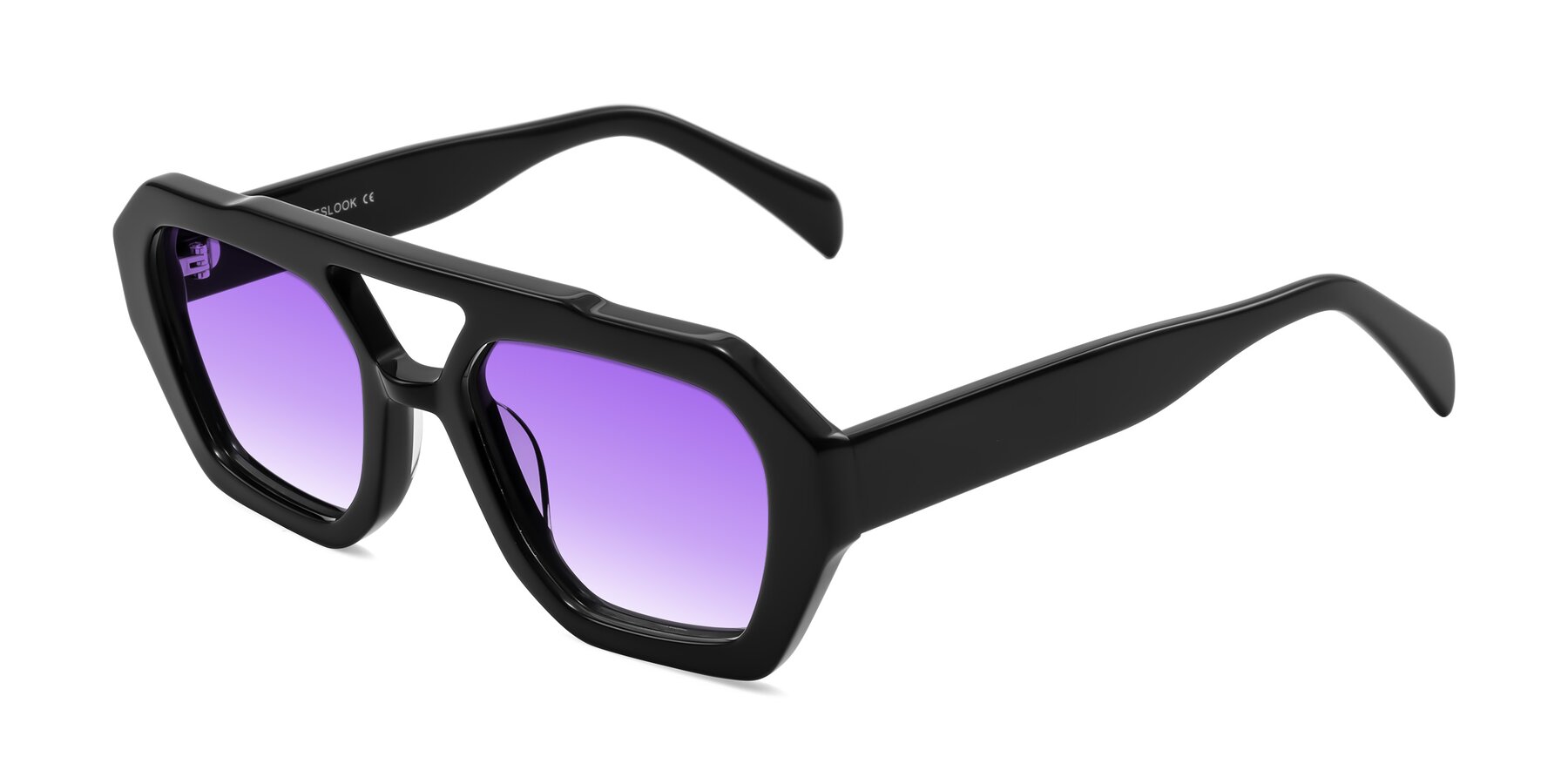 Angle of Silva in Black with Purple Gradient Lenses