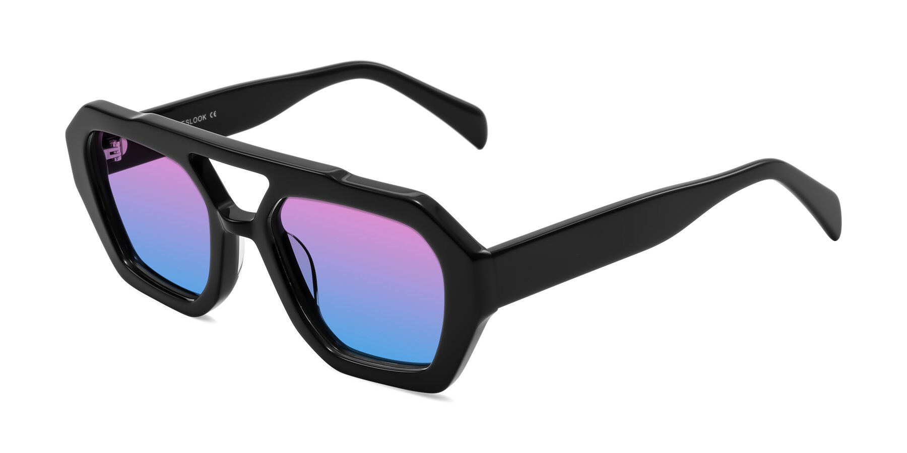 Angle of Silva in Black with Pink / Blue Gradient Lenses