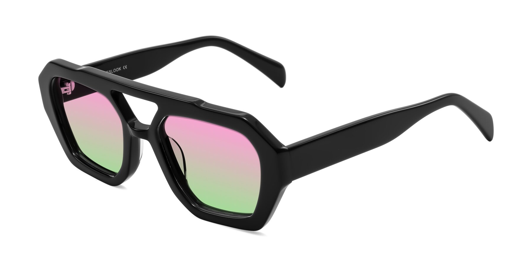 Angle of Silva in Black with Pink / Green Gradient Lenses