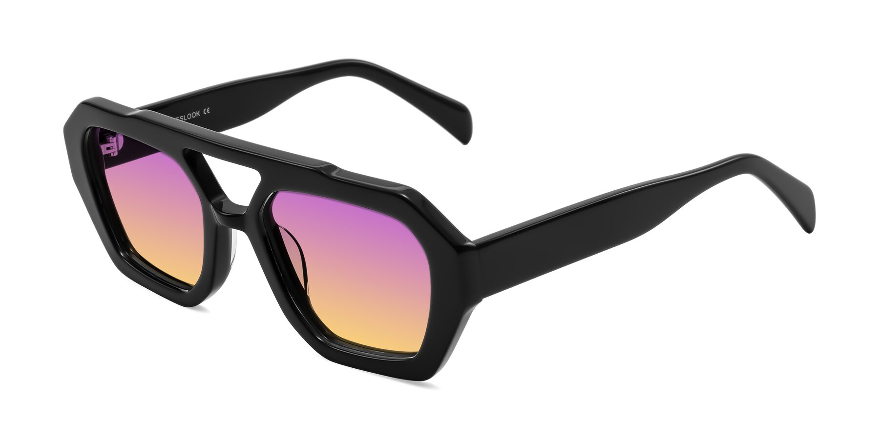 Angle of Silva in Black with Purple / Yellow Gradient Lenses