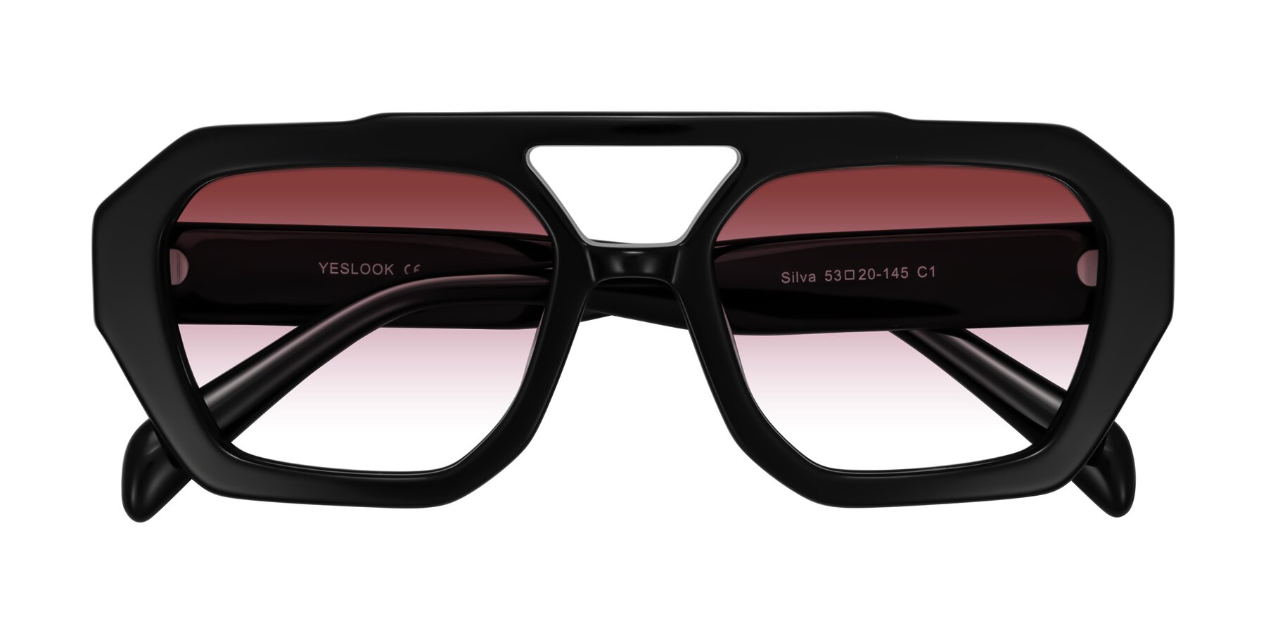 Folded Front of Silva in Black with Garnet Gradient Lenses