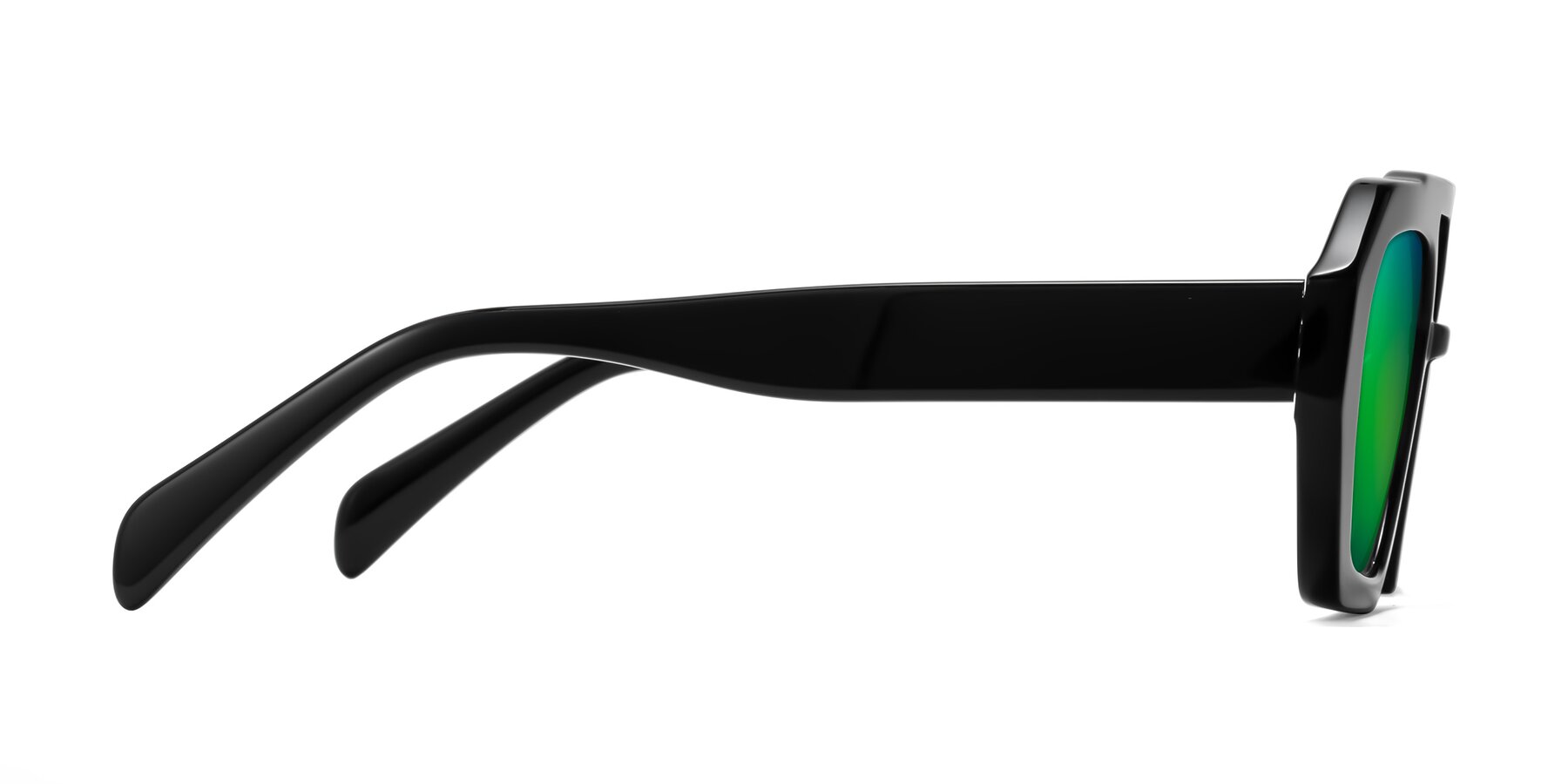 Side of Silva in Black with Green Mirrored Lenses