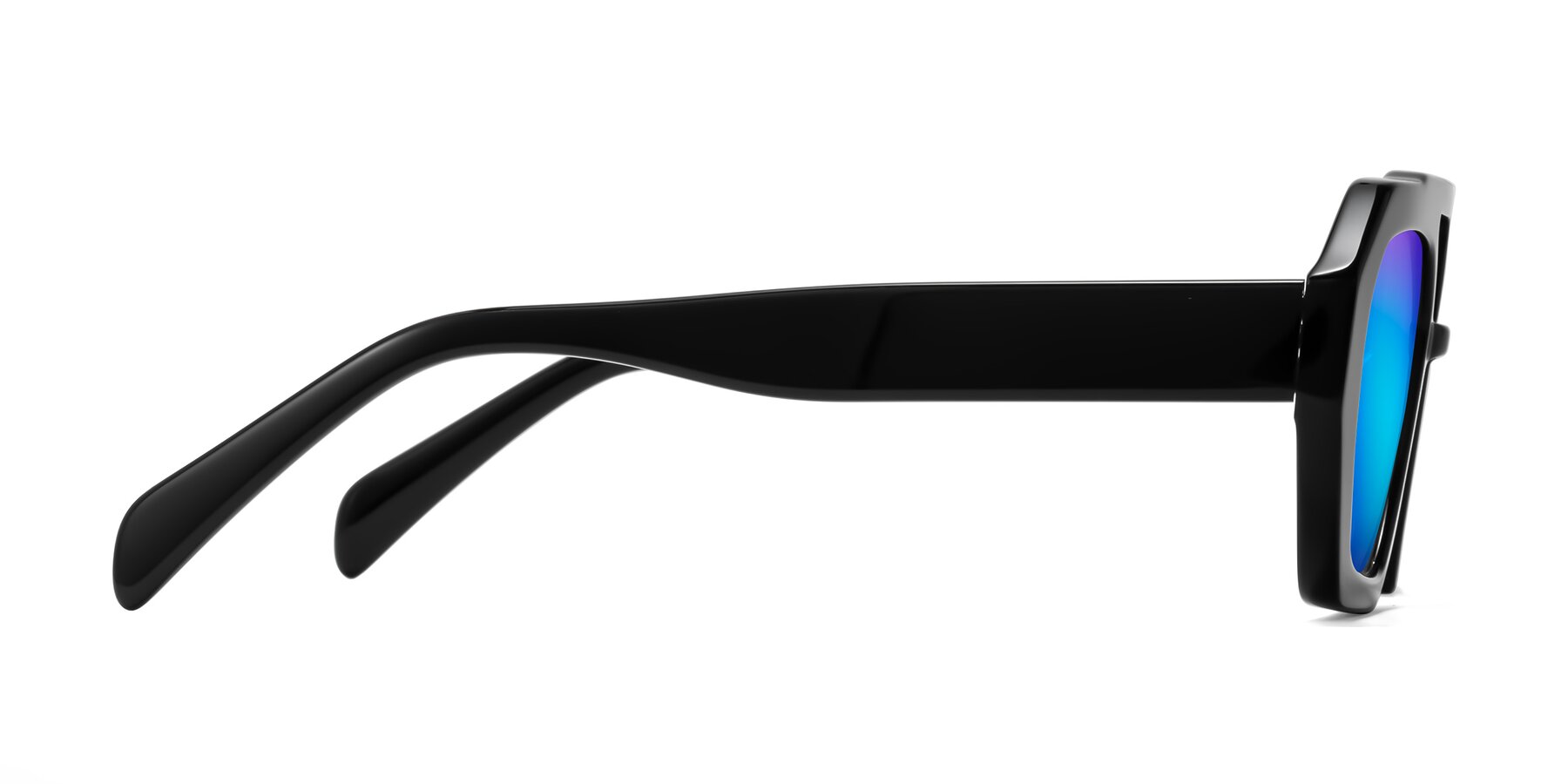Side of Silva in Black with Blue Mirrored Lenses