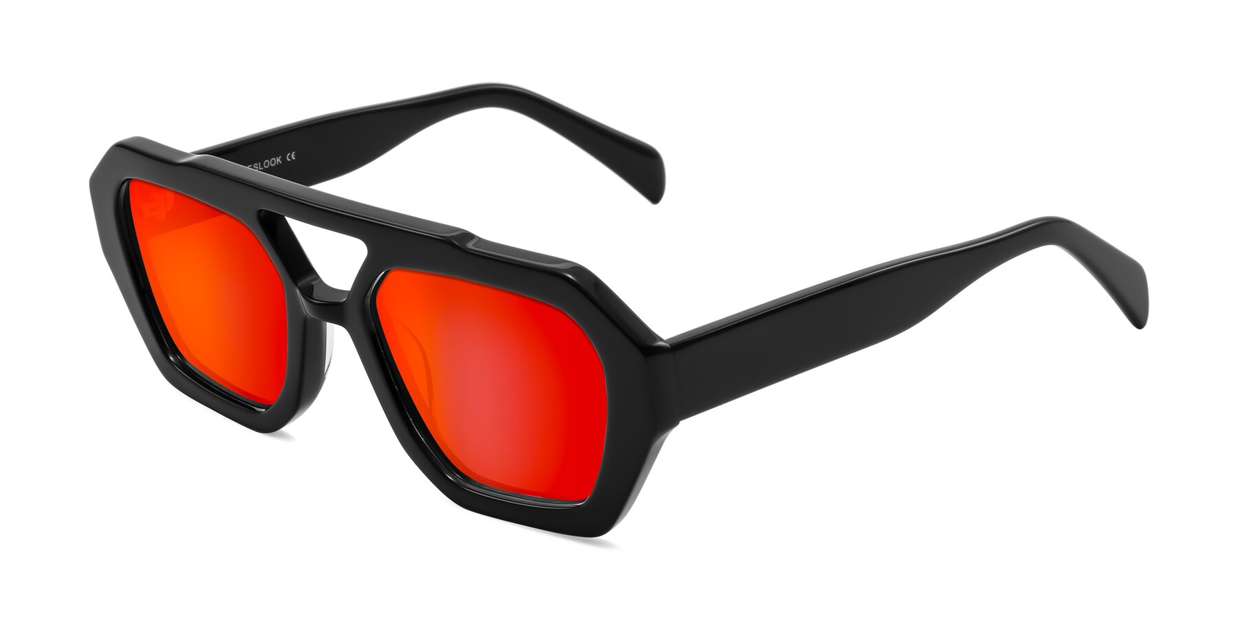 Angle of Silva in Black with Red Gold Mirrored Lenses